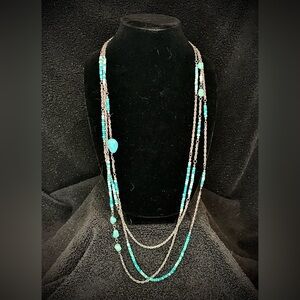 Artisan Boho Multi-Strand Turquoise Beaded Necklace Layered Statement item#0030